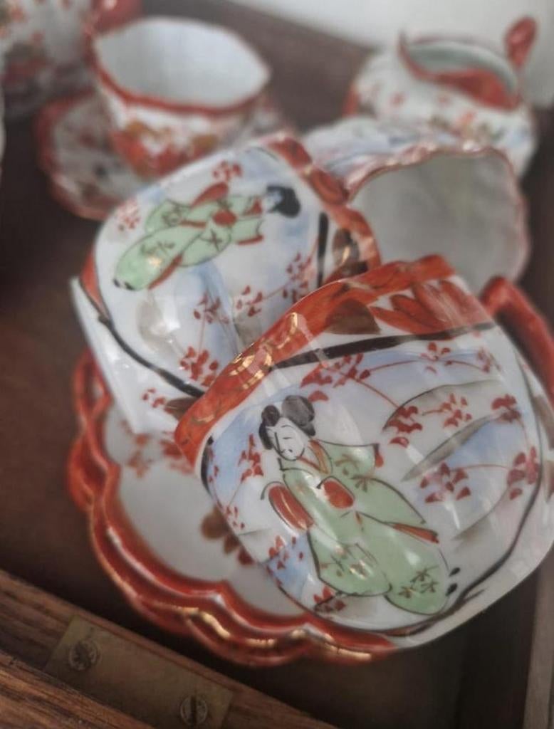 Vintage orginele Japans kutani theeservies compleet set, Ophalen