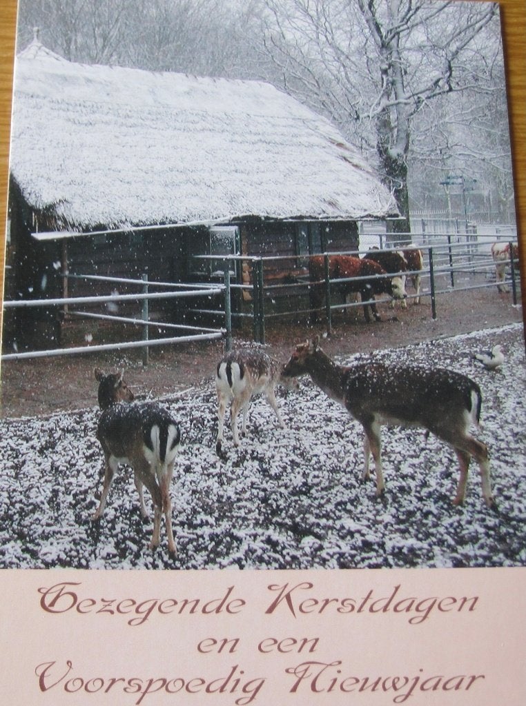 Gezegende kerstdagen - dieren bij de stal in sneeuw - nieuw, Verzenden, 1980 tot heden, Ongelopen, Overige thema's
