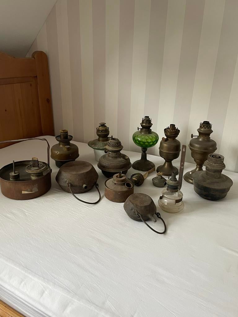 13 olielampen en oliebranders, Antiek en Kunst, Antiek | Lampen, Ophalen of Verzenden