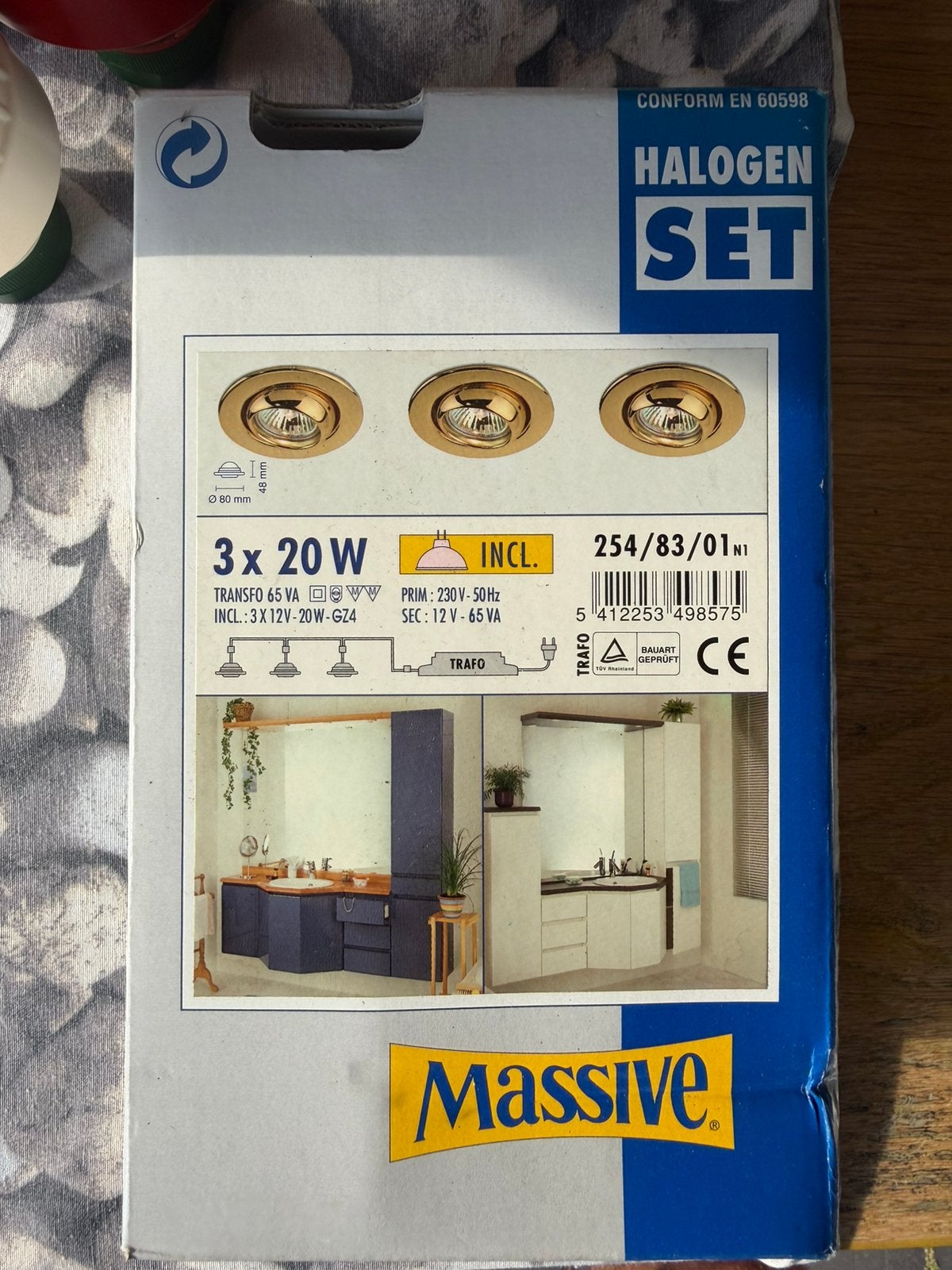 Massive Halogeen Inbouwspots Goud (3x20W) - Nieuw in doos, Ophalen of Verzenden, Nieuw, Overige typen
