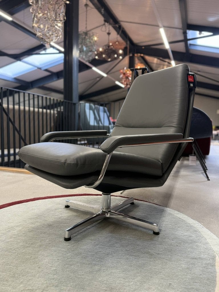 Nieuw Gelderland 400 draai fauteuil grijs leer design stoel, Nieuw, Ophalen of Verzenden, Gelderland, Industrieweg 15
