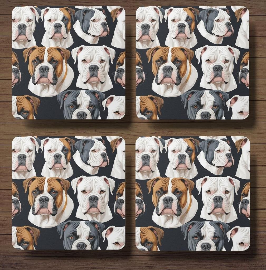 Amerikaanse Bulldog patroon onderzetters met houder, Ophalen of Verzenden, Nieuw