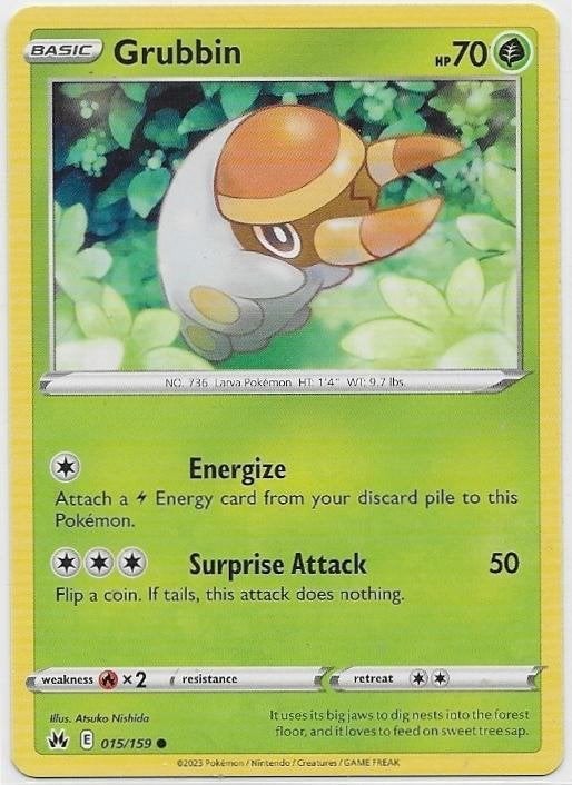 Crown Zenith,  Grubbin [common] 15/159, Hobby en Vrije tijd, Verzamelkaartspellen | Pokémon, Nieuw, Losse kaart, Verzenden