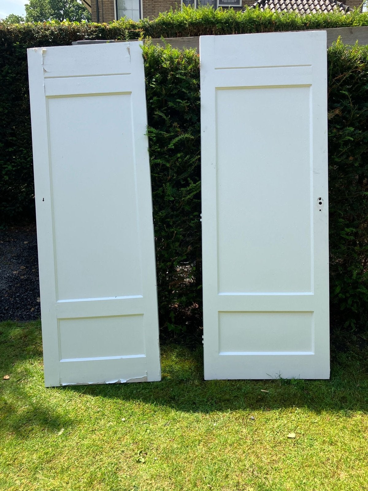 Twee jaren '30 paneeldeuren (77x211cm & 71.5x210.5cm), Ophalen, Gebruikt, Minder dan 80 cm, Binnendeur