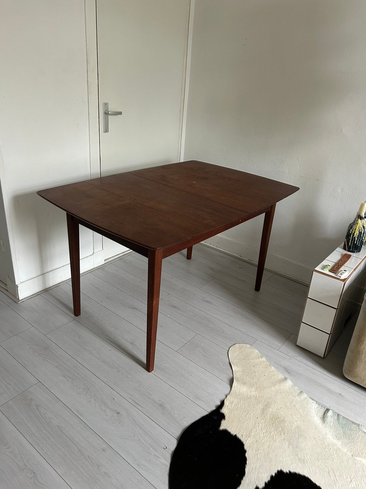 Vintage Deense teakhout eettafel uit de jaren 60, Ophalen, 100 tot 150 cm, 50 tot 100 cm, Zo goed als nieuw