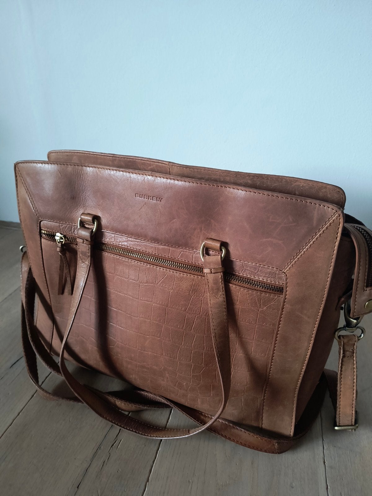 Burkely Leren Handtas/Schoudertas - Cognac, Ophalen of Verzenden, Gebruikt, Bruin, Handtas
