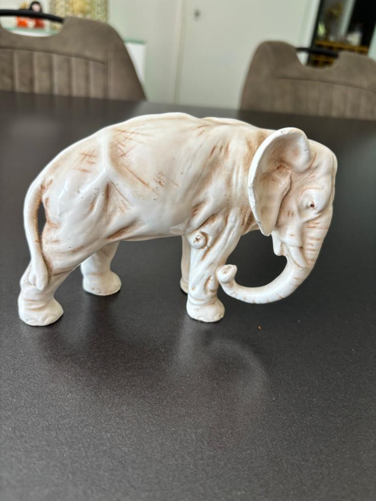 Vintage Porseleinen Olifant Beeldje - Crème, Ophalen of Verzenden