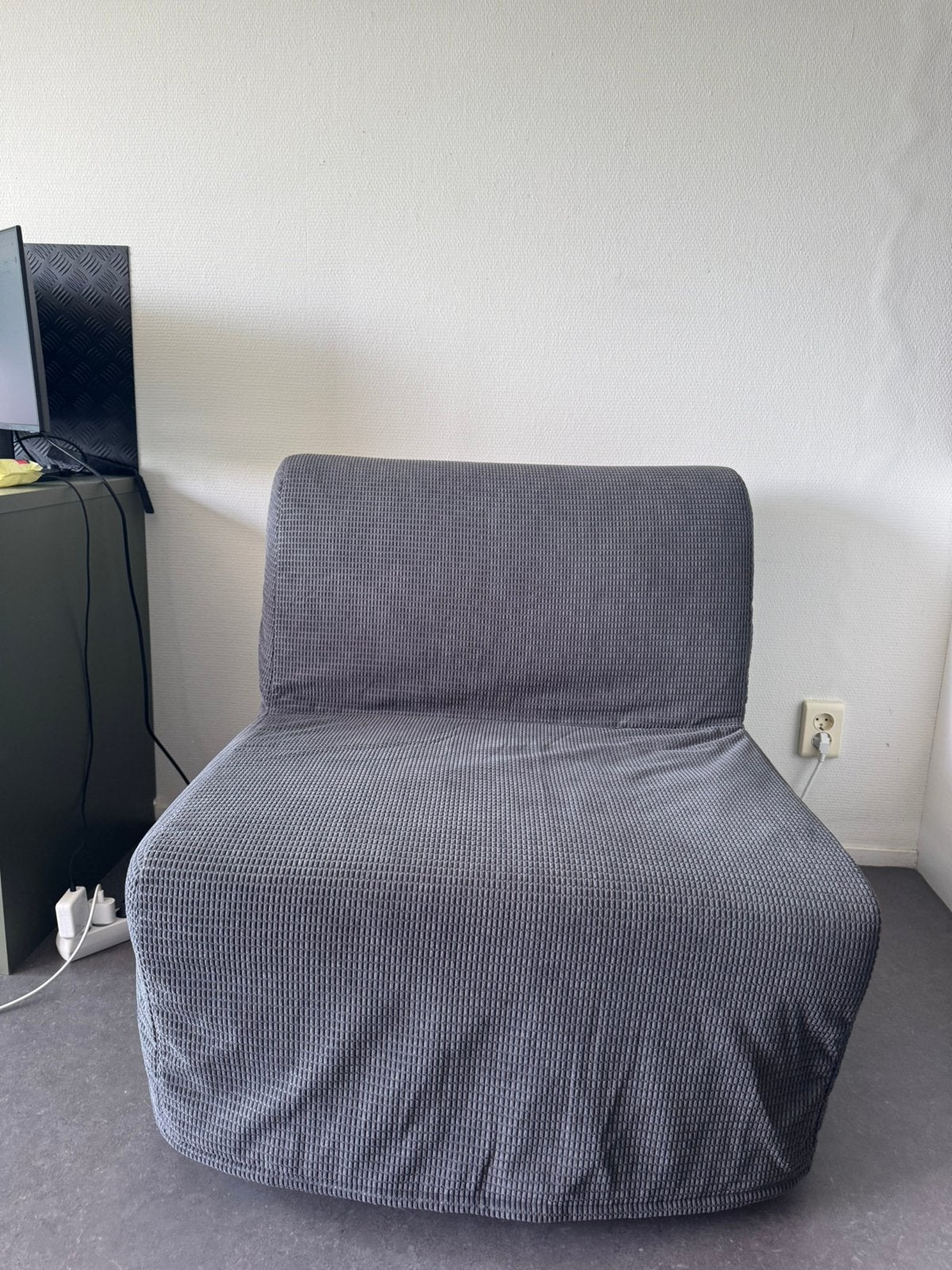 IKEA Lycksele Single Chair Bed / Sofa Bed – Grey, Ophalen of Verzenden, Zo goed als nieuw, Eenpersoons