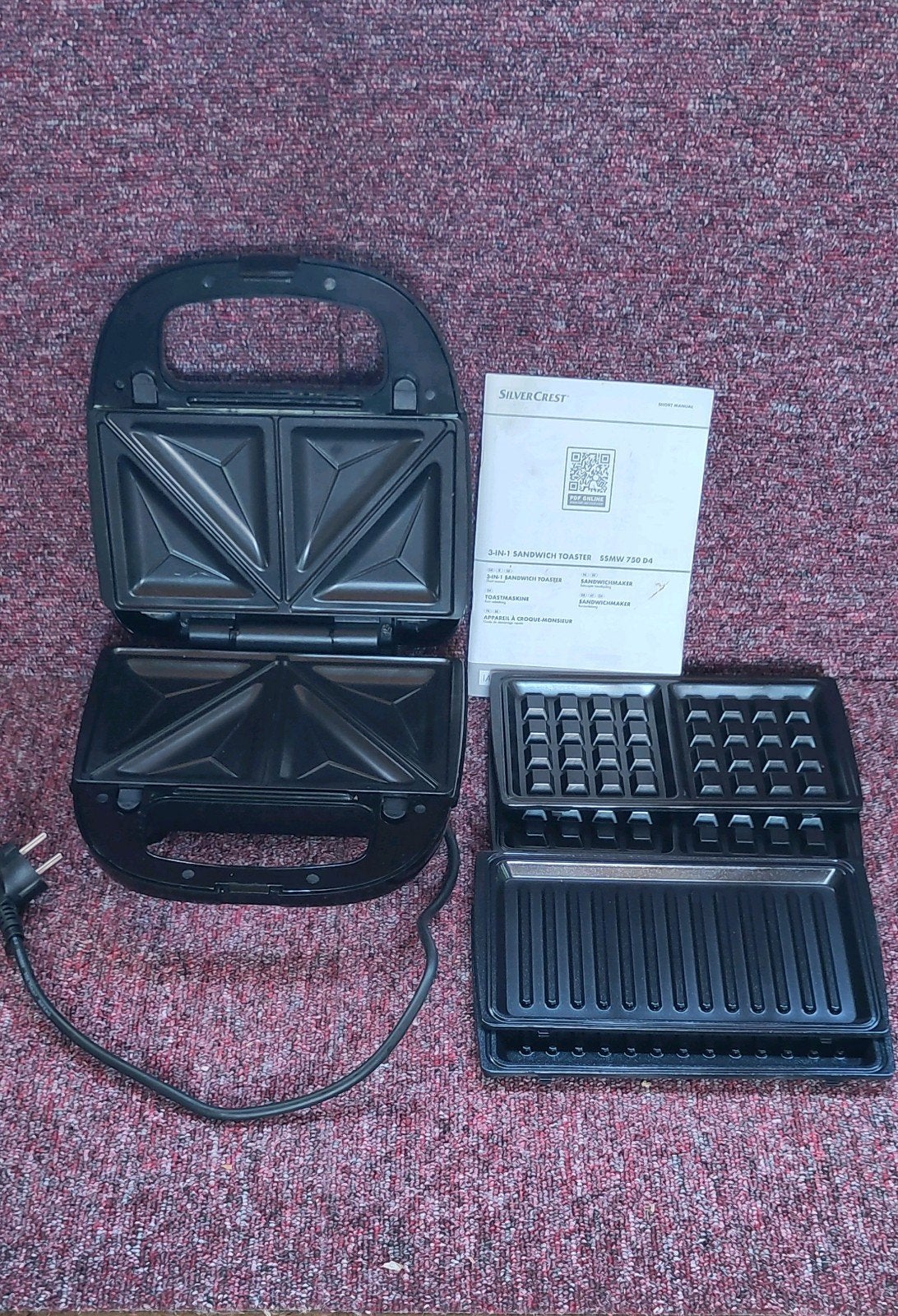 Silvercrest 3 in 1 sandwich toaster, Witgoed en Apparatuur, Wafelijzers, Ophalen