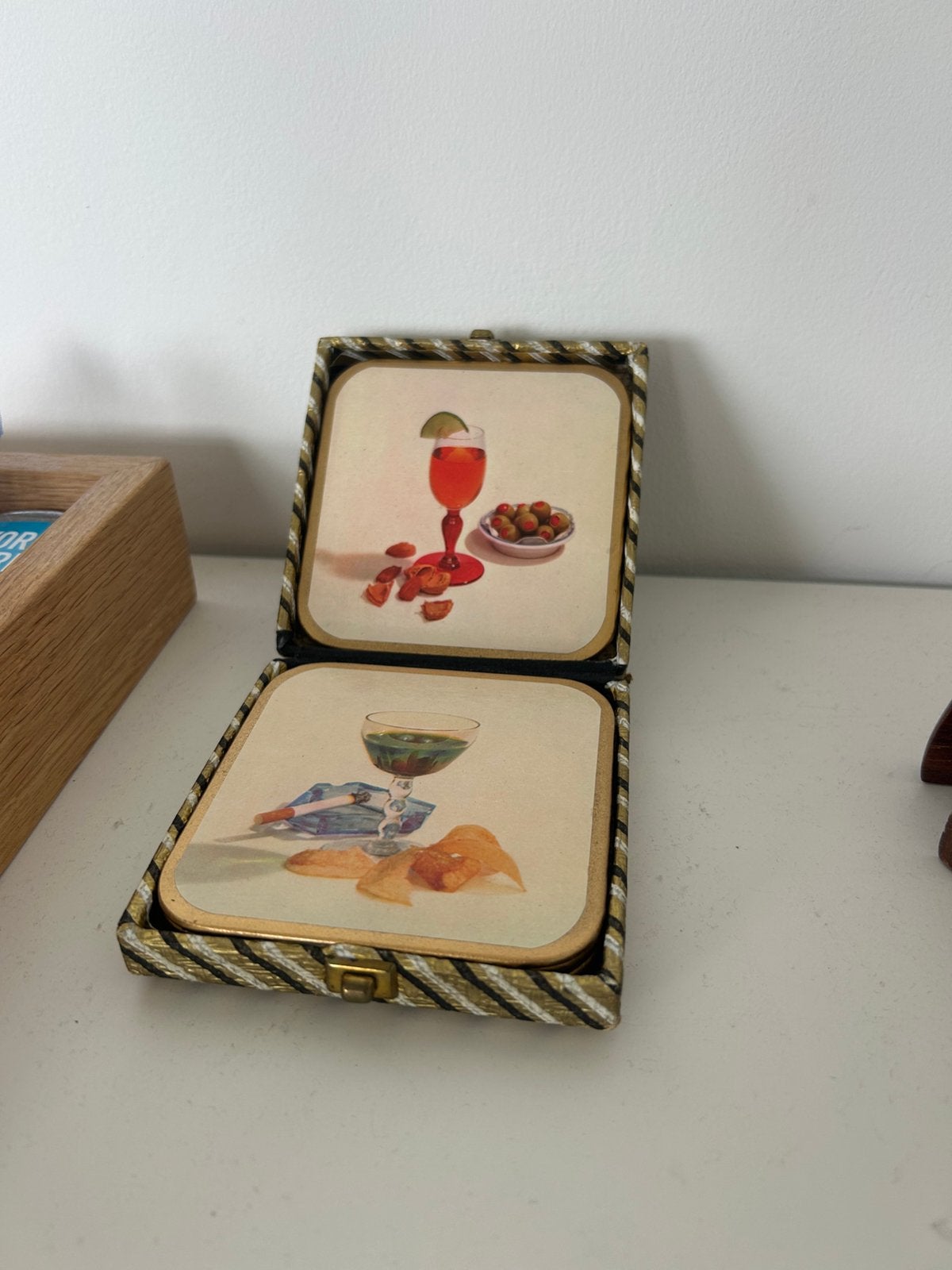 Win el ware midcentury onderzetters in gedecoreerd  doosje, Antiek en Kunst, Ophalen of Verzenden