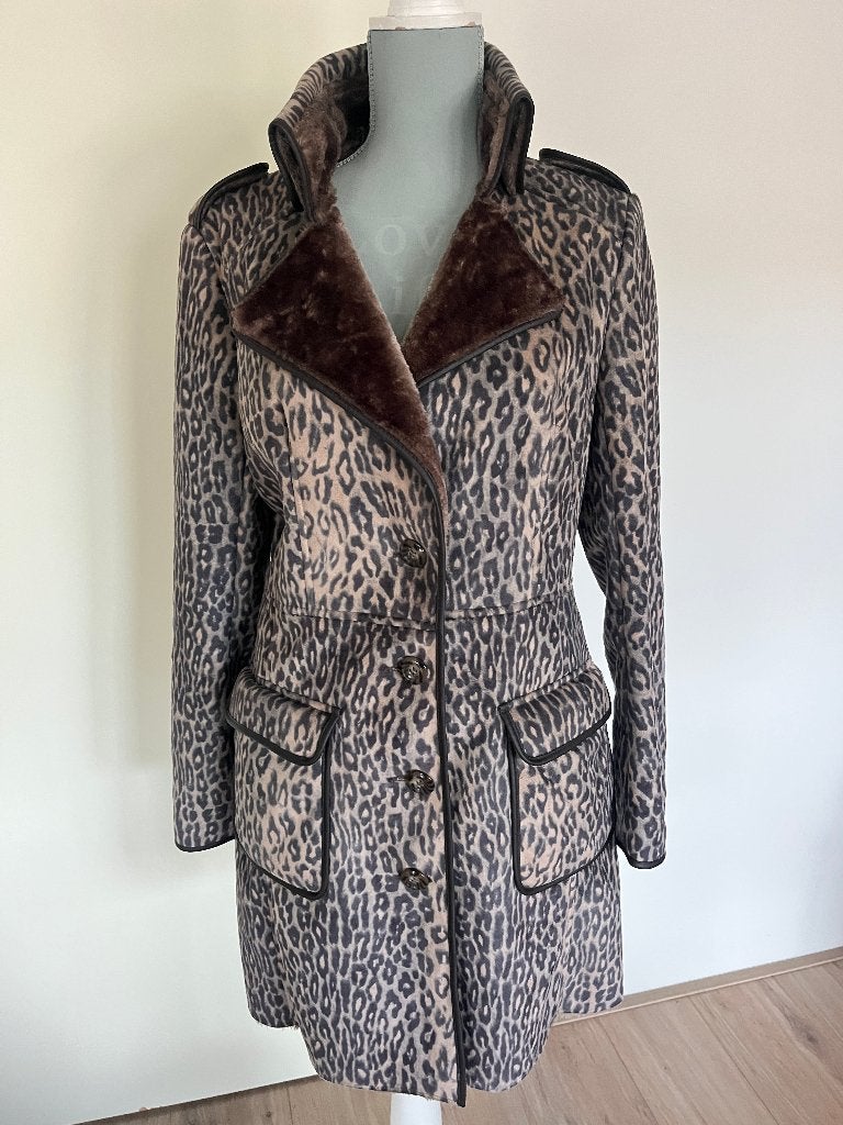Trenchcoat/lange jas in panterprint - Rino & Pelle, Maat 38/40 (M), Meerkleurig, Ophalen of Verzenden, Zo goed als nieuw