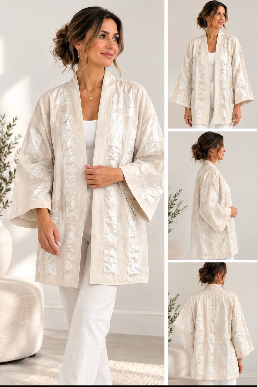 Kimono 38-40 nieuw lichtgewicht stof met zij zakjes, Verzenden, Nieuw, Maat 38/40 (M)