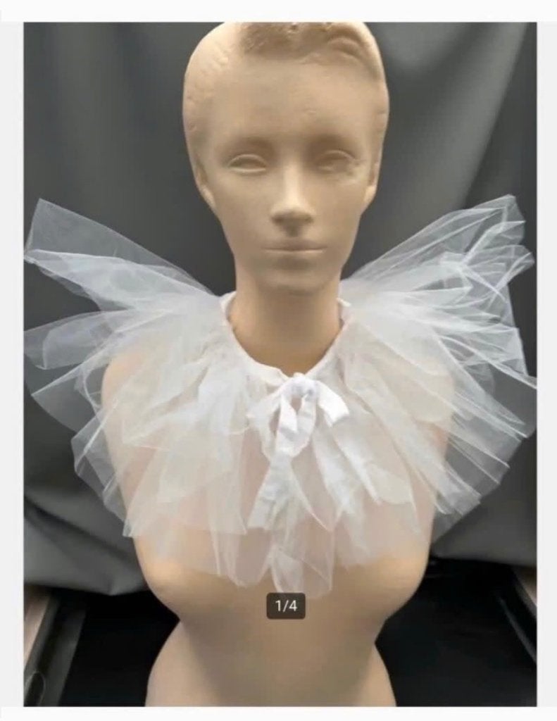 Witte Pierrot Kraag - Kostuum Accessoire bijzonder mooi, Ophalen of Verzenden