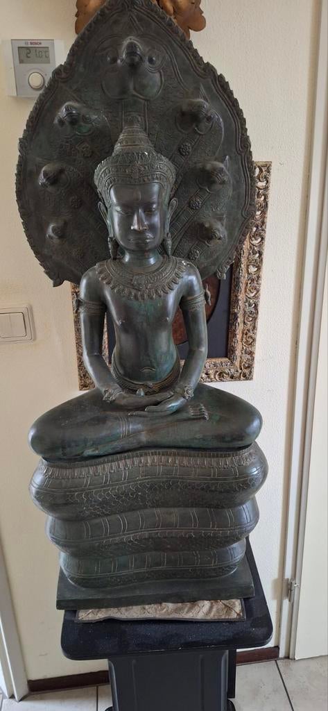 Bronzen slangen boeddha 85cm, Ophalen of Verzenden