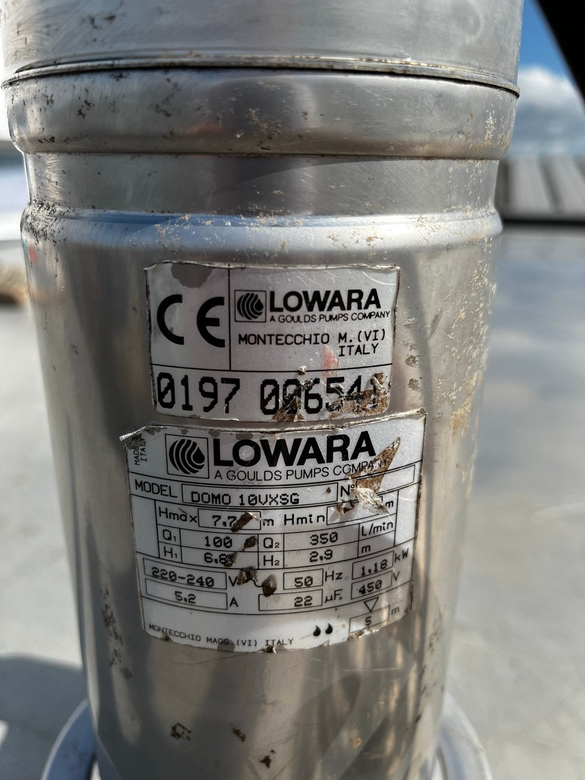 Lowara Domo 10VXSG Vuilwaterpomp - 220-240V, Ophalen