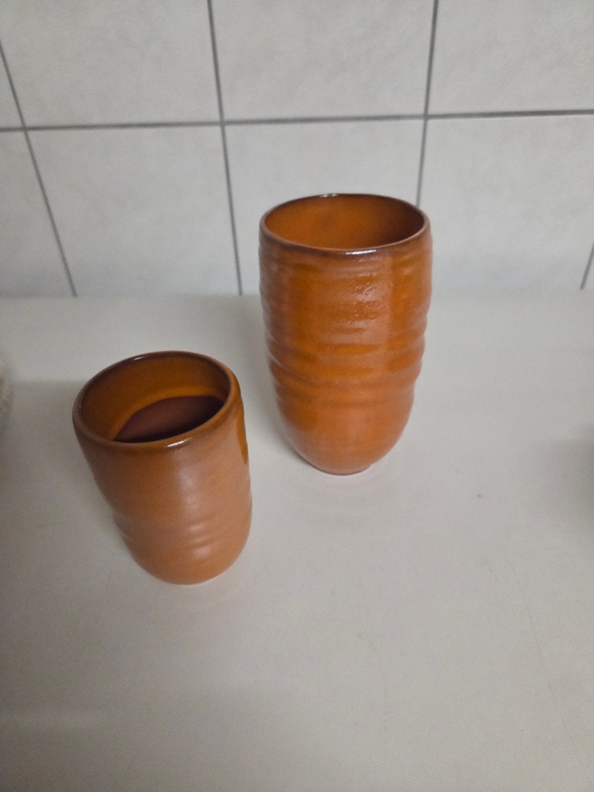 2 Des Pots vaasje  oranje, Verzenden, Inclusief decoratie, Oranje, Zo goed als nieuw