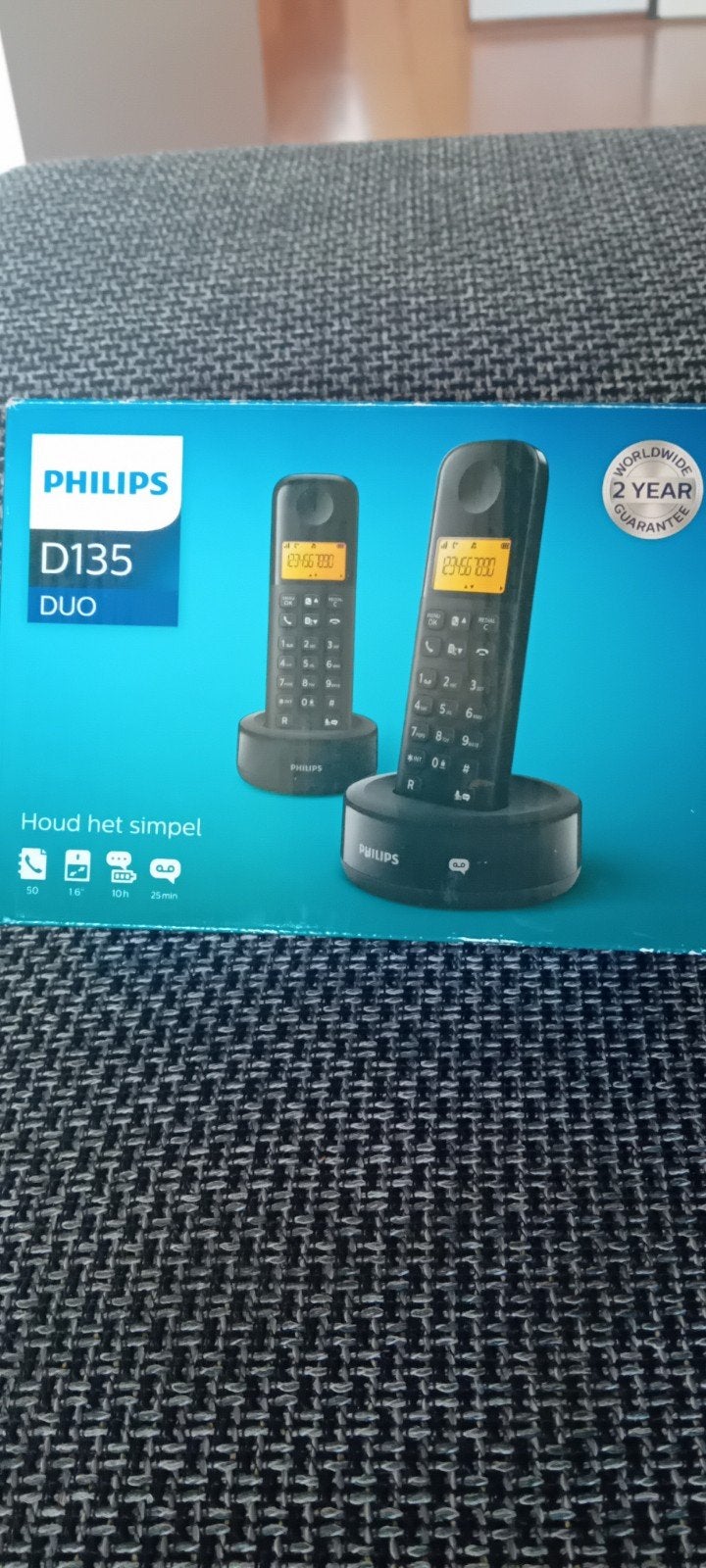 Philips D135 Duo DECT draadloze telefoonset - ECO, Telecommunicatie, Ophalen of Verzenden, Zo goed als nieuw, 2 handsets, Stralingsarm