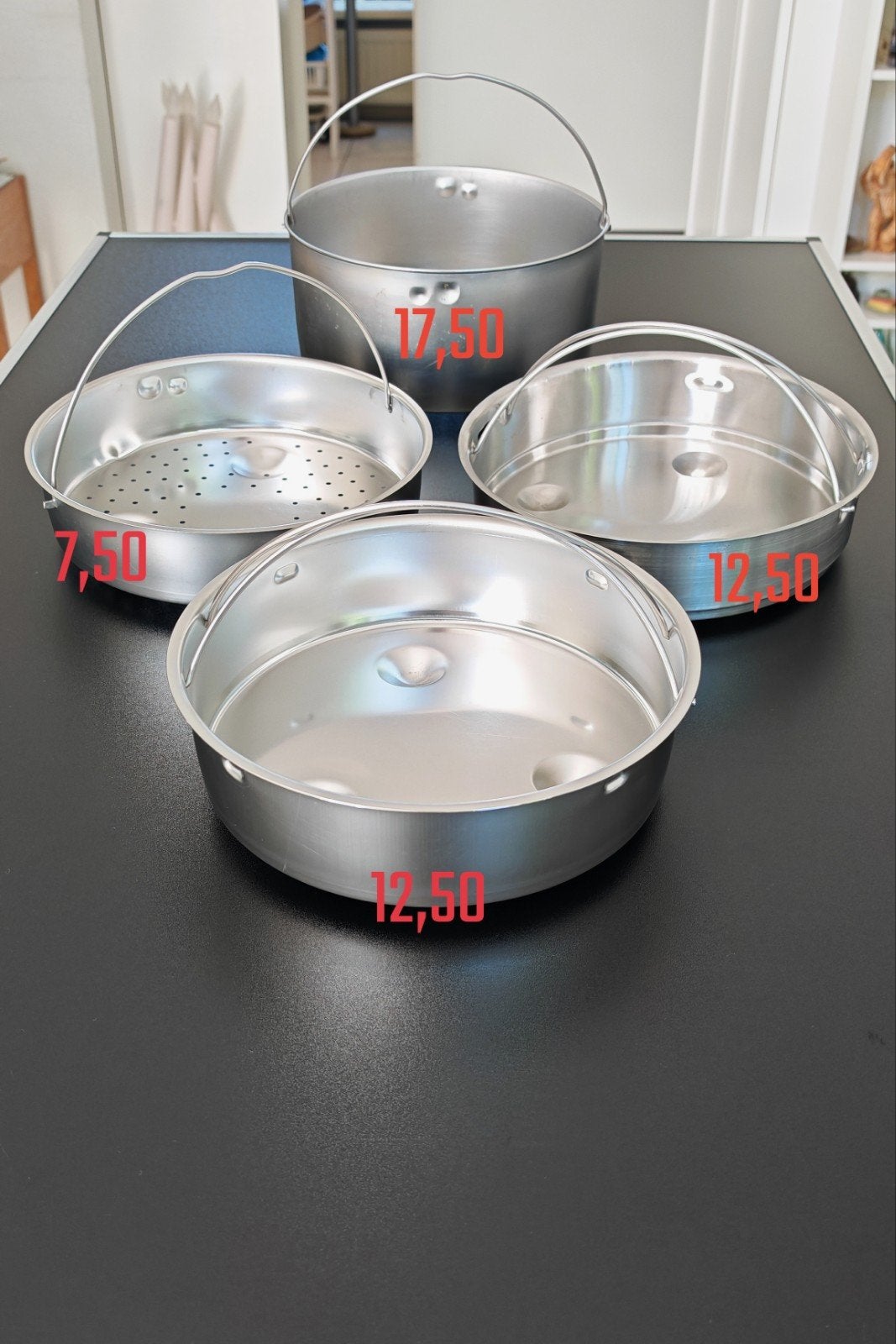 Snelkookpan inzet, stoommandjes - RVS, 22cm, Fissler en WMF., Huis en Inrichting, Gebruikt, Overige typen, Ophalen of Verzenden