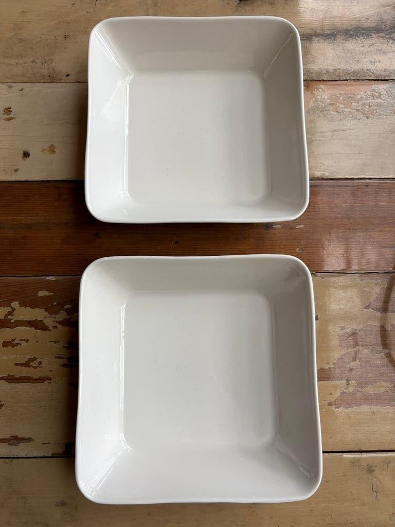 Set van 2 Iittala Teema bord /schaal vierkant 16x16 cm - wit, Gebruikt, Ophalen of Verzenden, Bord(en), Overige stijlen