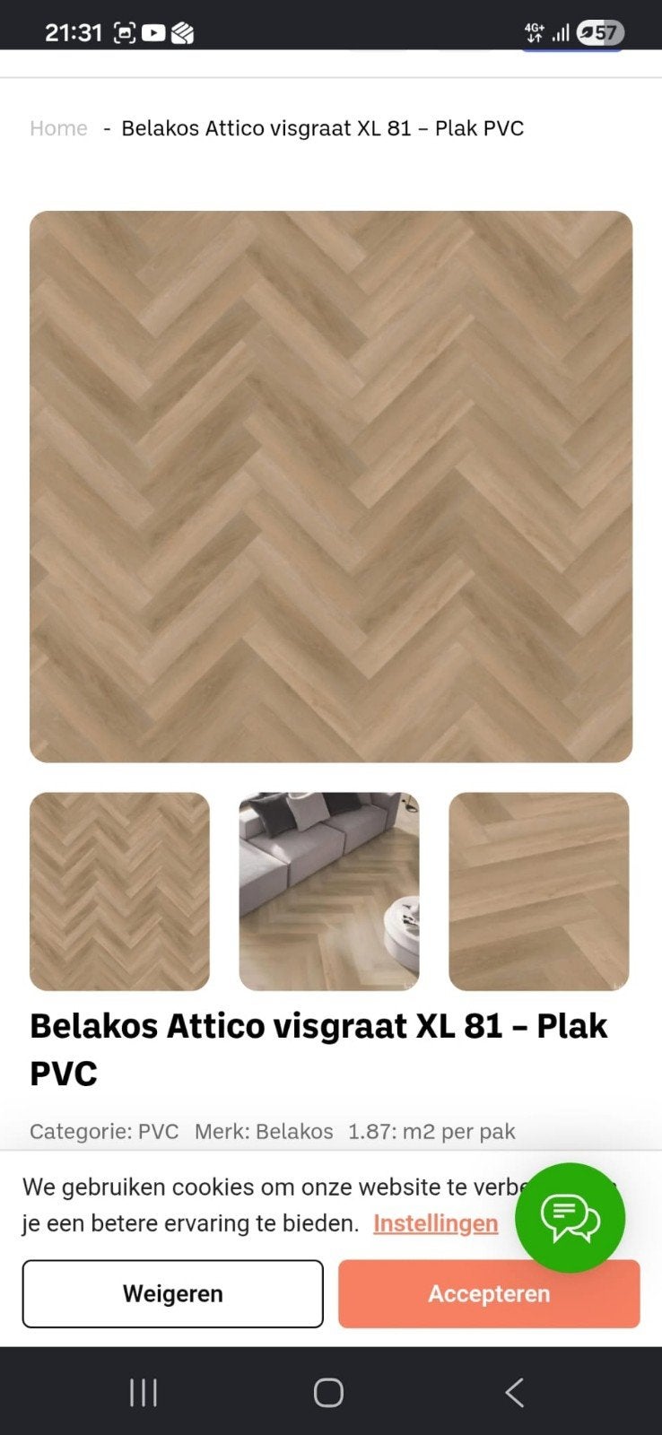 Belakos Attico Visgraat XL 81 PVC Vloer - 8 Pakken, Kunststof, 50 tot 150 cm, Overige typen, Nieuw