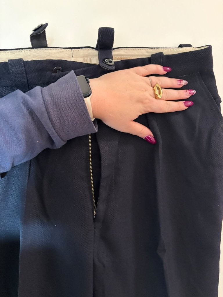 vintage terlenka interdance marine blauw broek, Ophalen, Zo goed als nieuw, Blauw, Lang