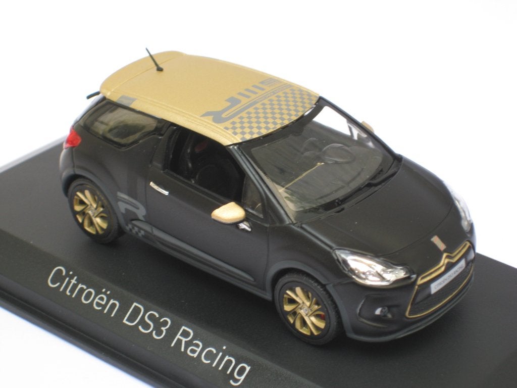 Citroen DS 3 Racing 2013 mat zwart + gouddecor Norev 1:43, Ophalen of Verzenden, Nieuw, Auto, Norev
