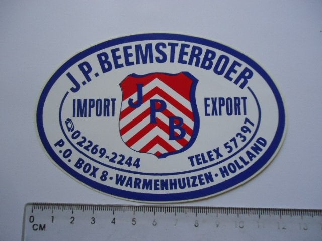 sticker oud Beemsterboer Warmenhuizen jpb retro vintage, Verzenden, Zo goed als nieuw, Bedrijf of Vereniging