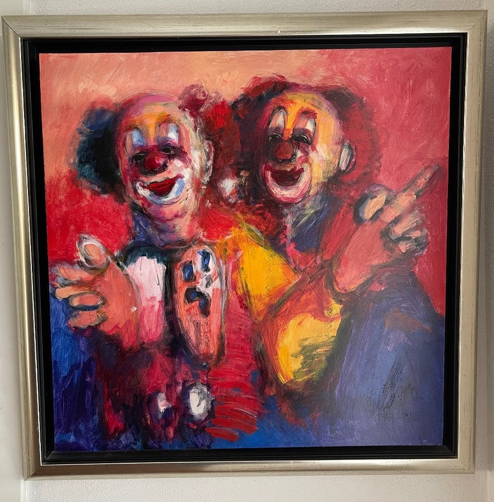 Mart Seijkens | Clowntjes, Ophalen, Hout, Handgeschilderd, Figuren