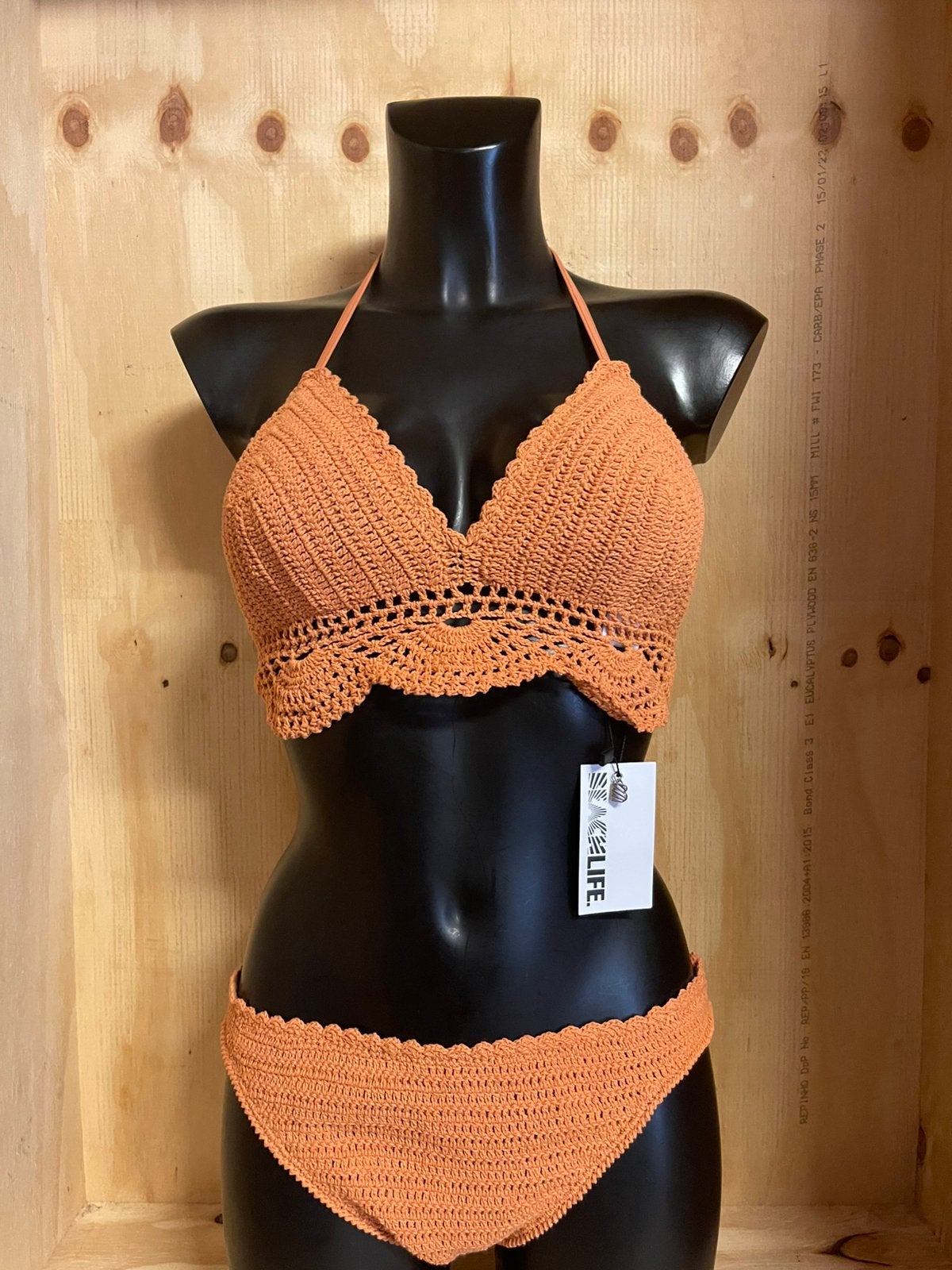 Beachlife halter bikini 38/40 en 42/42 sienna crochet, Verzenden, Nieuw, Bruin, Bikini