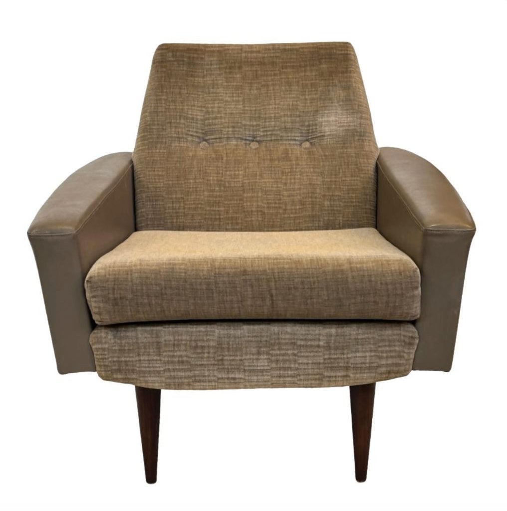 Vintage Fauteuil skai teakhout jaren 60, Ophalen