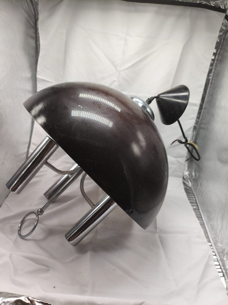 Vintage Mushroom lamp - Donkerbruin/Chroom, Ophalen, Gebruikt, Vintage, Mushroom, Modern, E27 (groot)