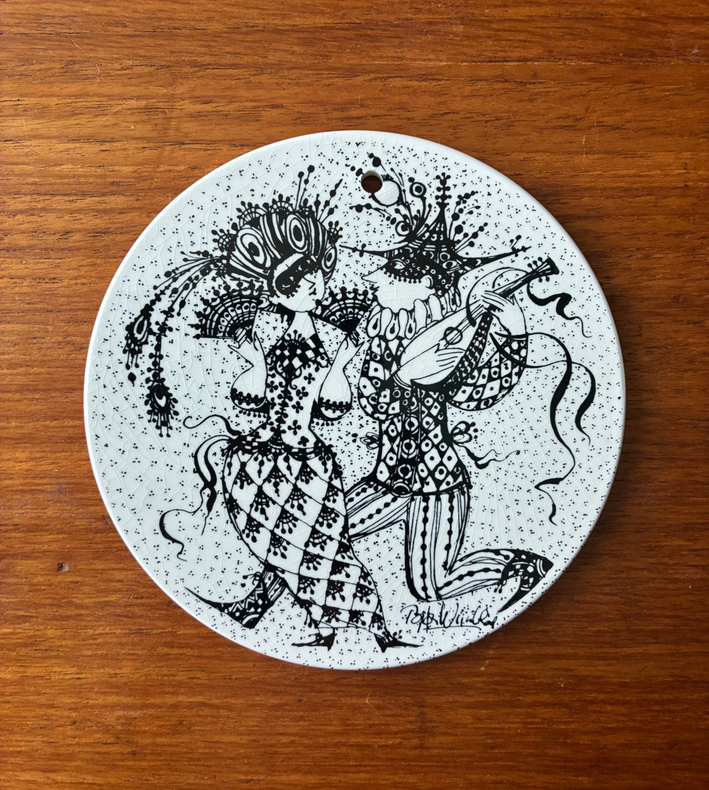 Vintage Bjørn Wiinblad wandbordje Februar Maskerade, Huis en Inrichting, Woonaccessoires | Wanddecoraties, Gebruikt, Meerkleurig