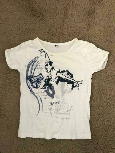 Shirt wit met ballerina in maat 122/128, Ophalen, Zo goed als nieuw, Meisje, Shirt of Longsleeve