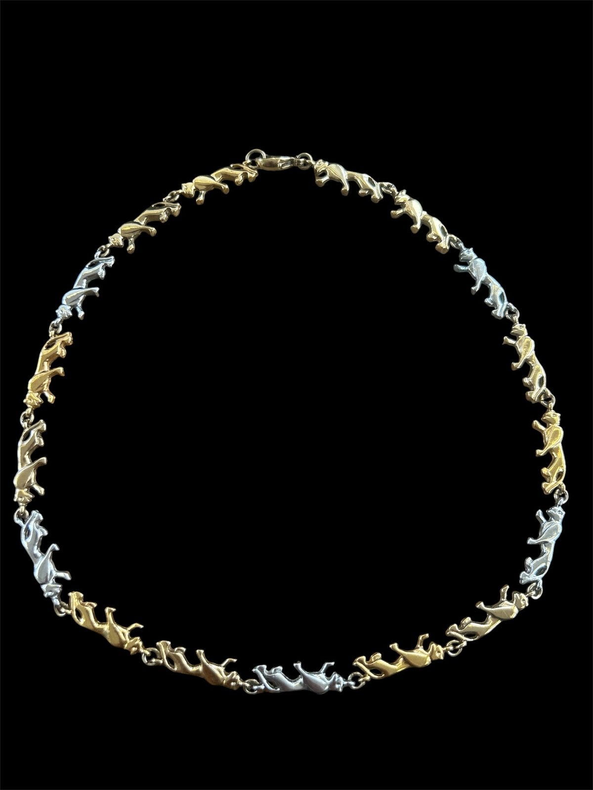 Vintage Bicolor Panter Schakelketting - Doublé, Ophalen of Verzenden, Gebruikt, Goud, Overige materialen