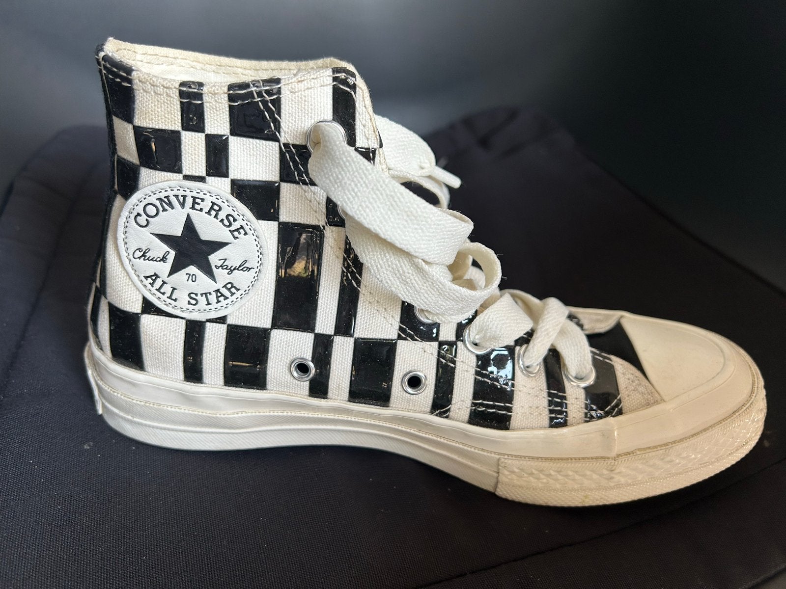 Converse Chuck Taylor All Star 70 Hi Checkboard maat 37,5, Ophalen, Gedragen, Zwart, Sneakers of Gympen