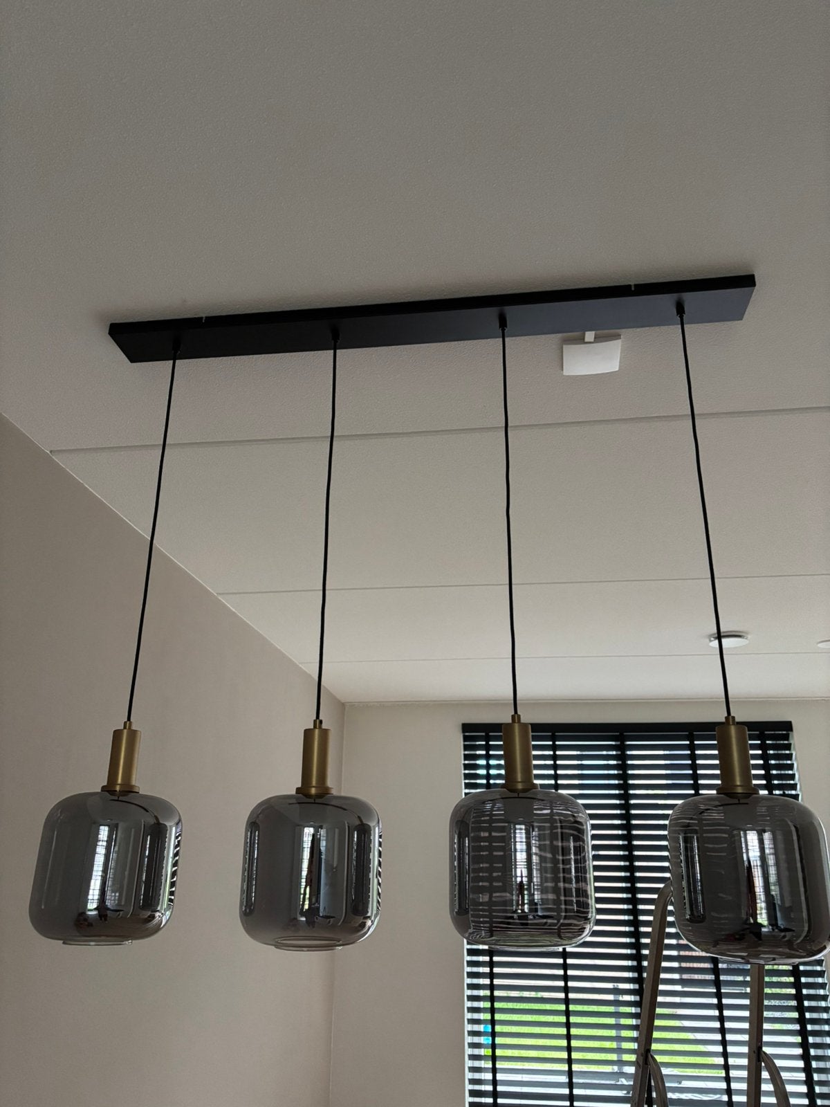 Hanglamp eettafel (zonder peertjes), Huis en Inrichting, Lampen | Hanglampen, Ophalen, Gebruikt, Glas, 75 cm of meer