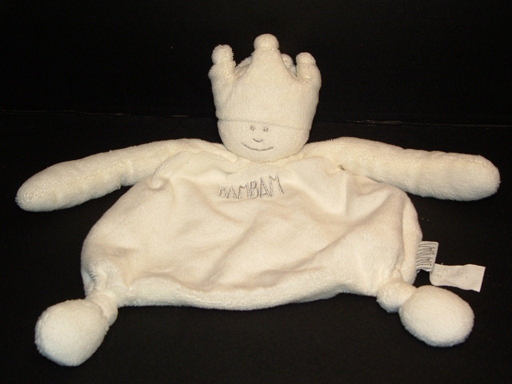 BAMBAM POPJE KNUFFELDOEKJE VELOURS WIT MET KROONTJ, Verzenden, Nieuw, Overige typen