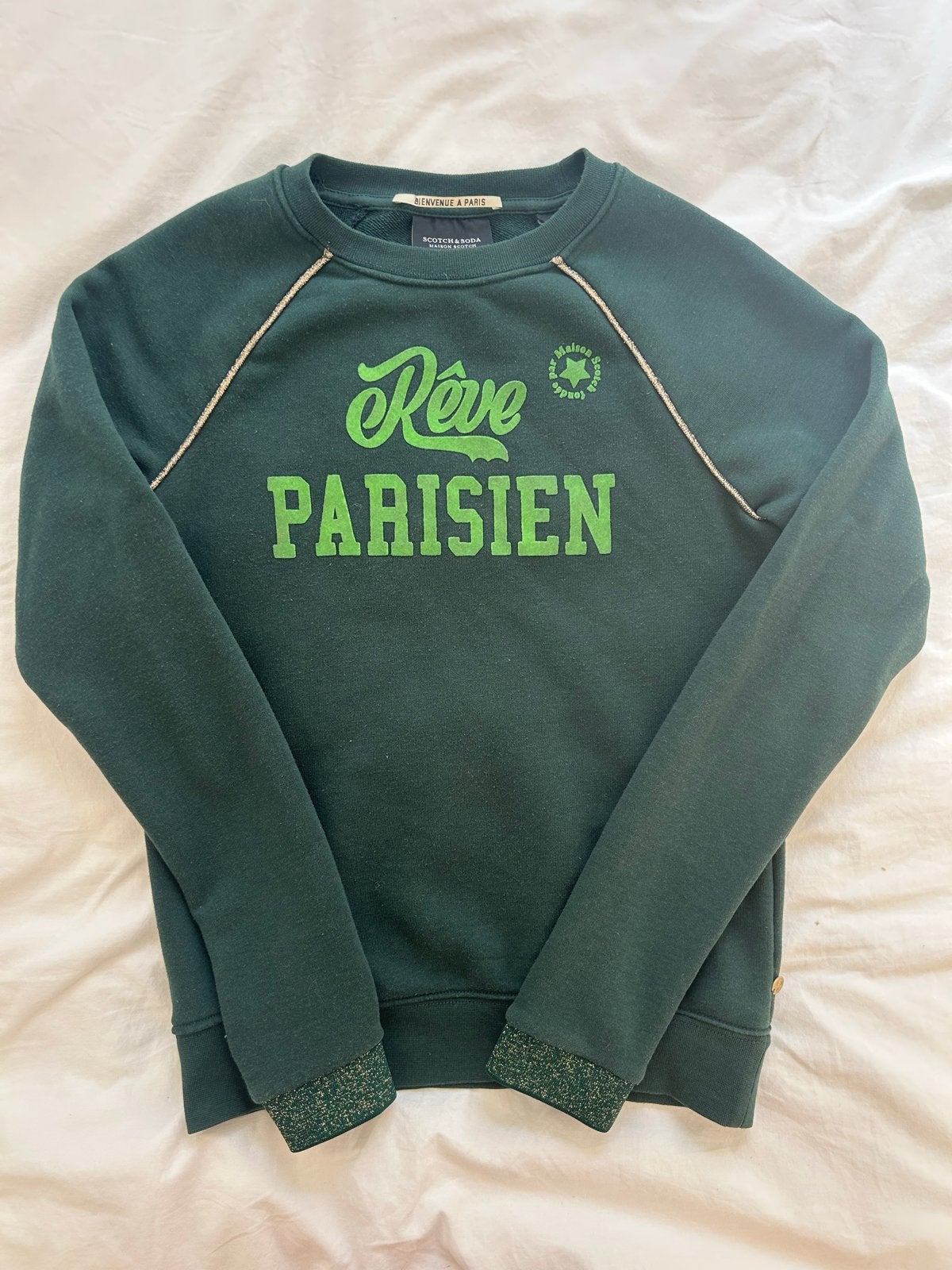 Scotch & Soda Maison Scotch sweater 'Rêve Parisien' XS, Ophalen of Verzenden, Zo goed als nieuw, Maat 34 (XS) of kleiner, Groen