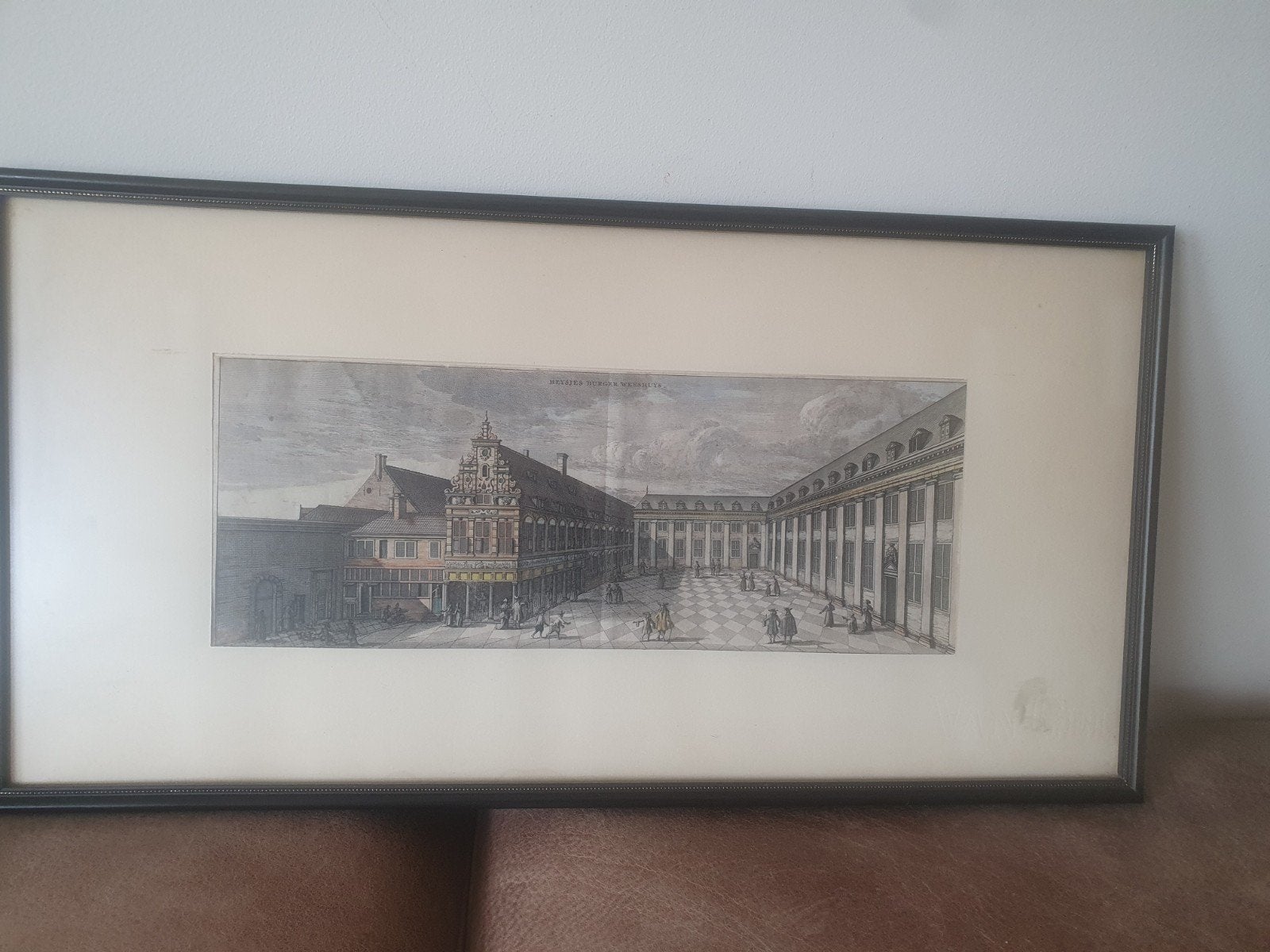 Kopergravure "Meysjes Burger Weeshuys" Wagenaar Amsterdam, Ophalen, Stadsgezicht, Gravure, 1700 - 1799