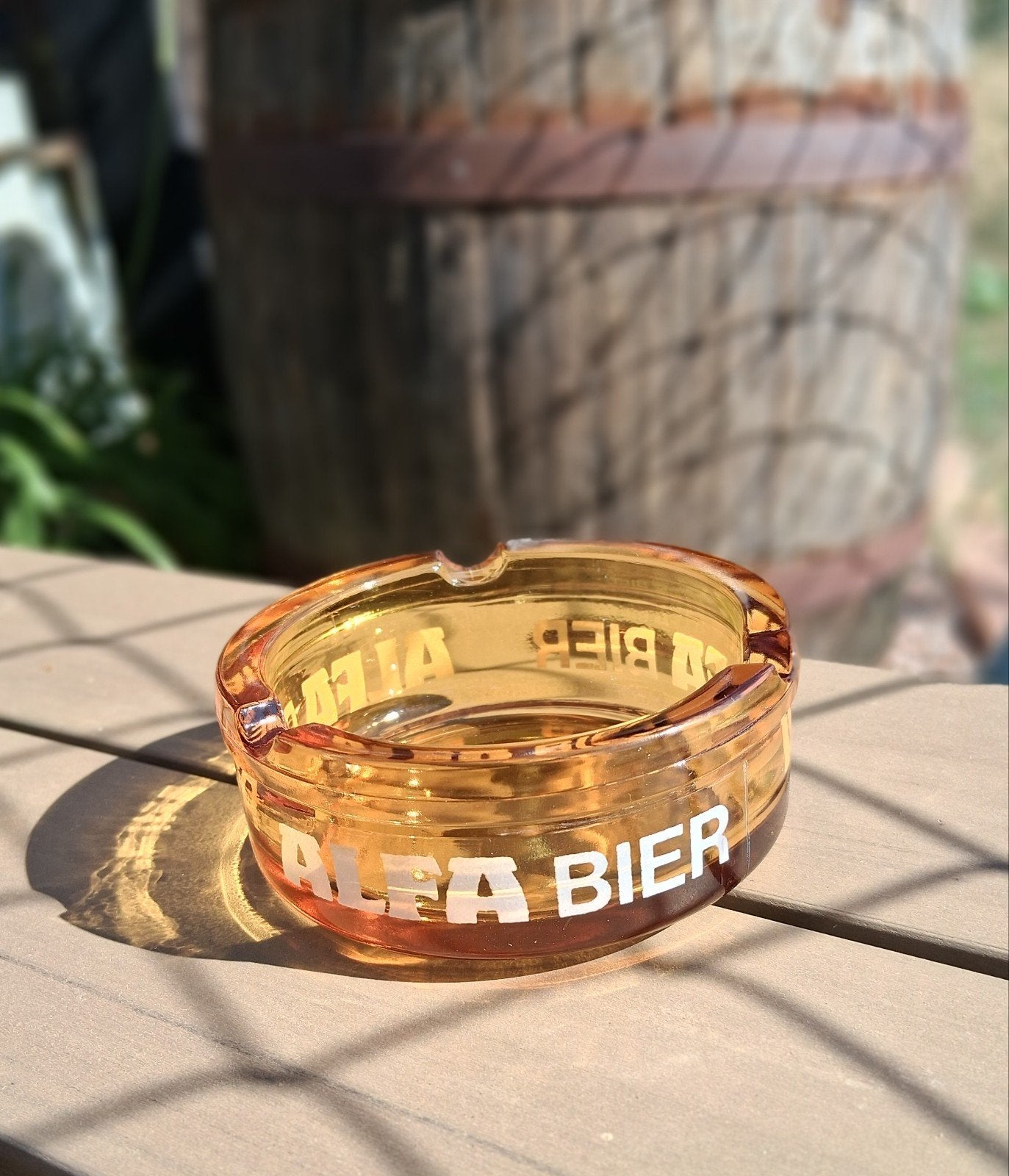 Vintage Alfa Bier asbak van oranje glas, Ophalen of Verzenden