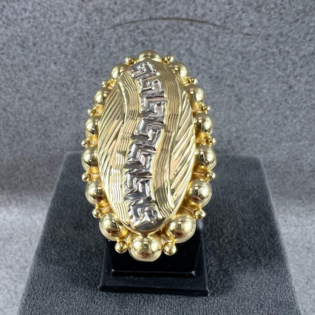 Gouden Ring | 14k | 7,08g | bicolor Versace| mt21,5 | 413454, Sieraden, Tassen en Uiterlijk, Ringen, Gebruikt, 20 of groter, Ophalen of Verzenden