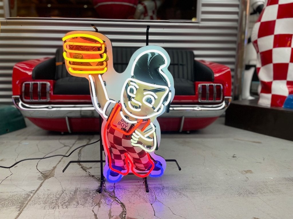Big boy USA reclame decoratie neon en veel andere neons, Lichtbak of (neon) lamp, Nieuw, Ophalen of Verzenden, Info@americansaleshop.nl