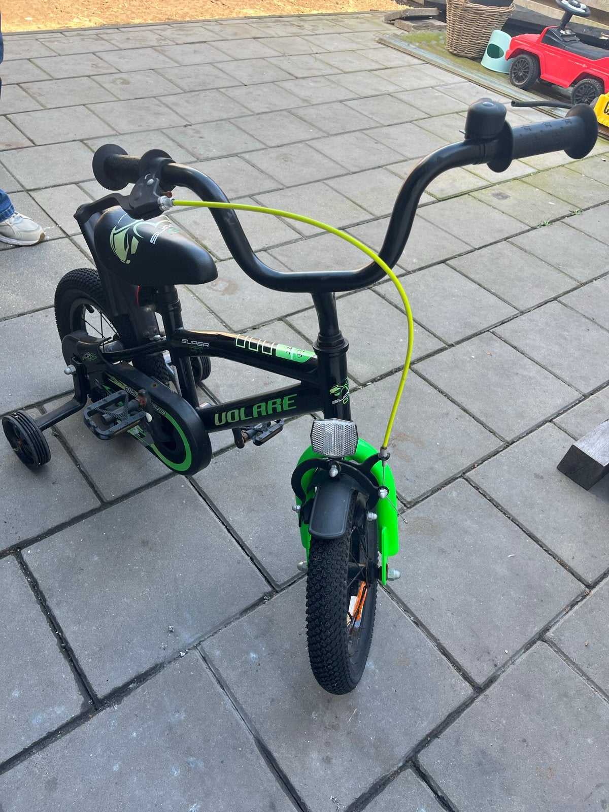 Volare kinderfiets 10 inch met zijwieltjes, Ophalen, Zijwieltjes, Velgrem, Minder dan 16 inch