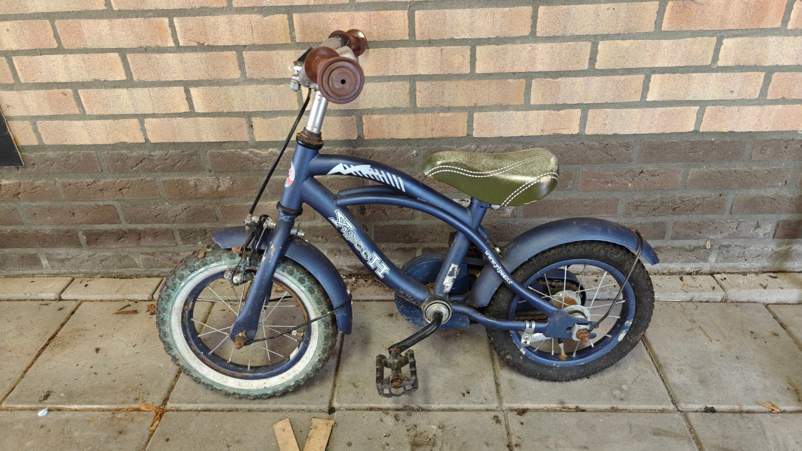 Kinderfiets 12 inch - Blauw - Gebruikt, Fietsen en Brommers, Ophalen, Terugtraprem, Gebruikt, Minder dan 16 inch