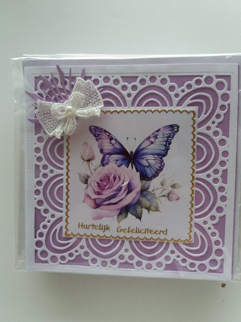 H.Gefeliciteerd kaartje met bvlinders no. 2803, Ophalen of Verzenden, Nieuw, Dieren