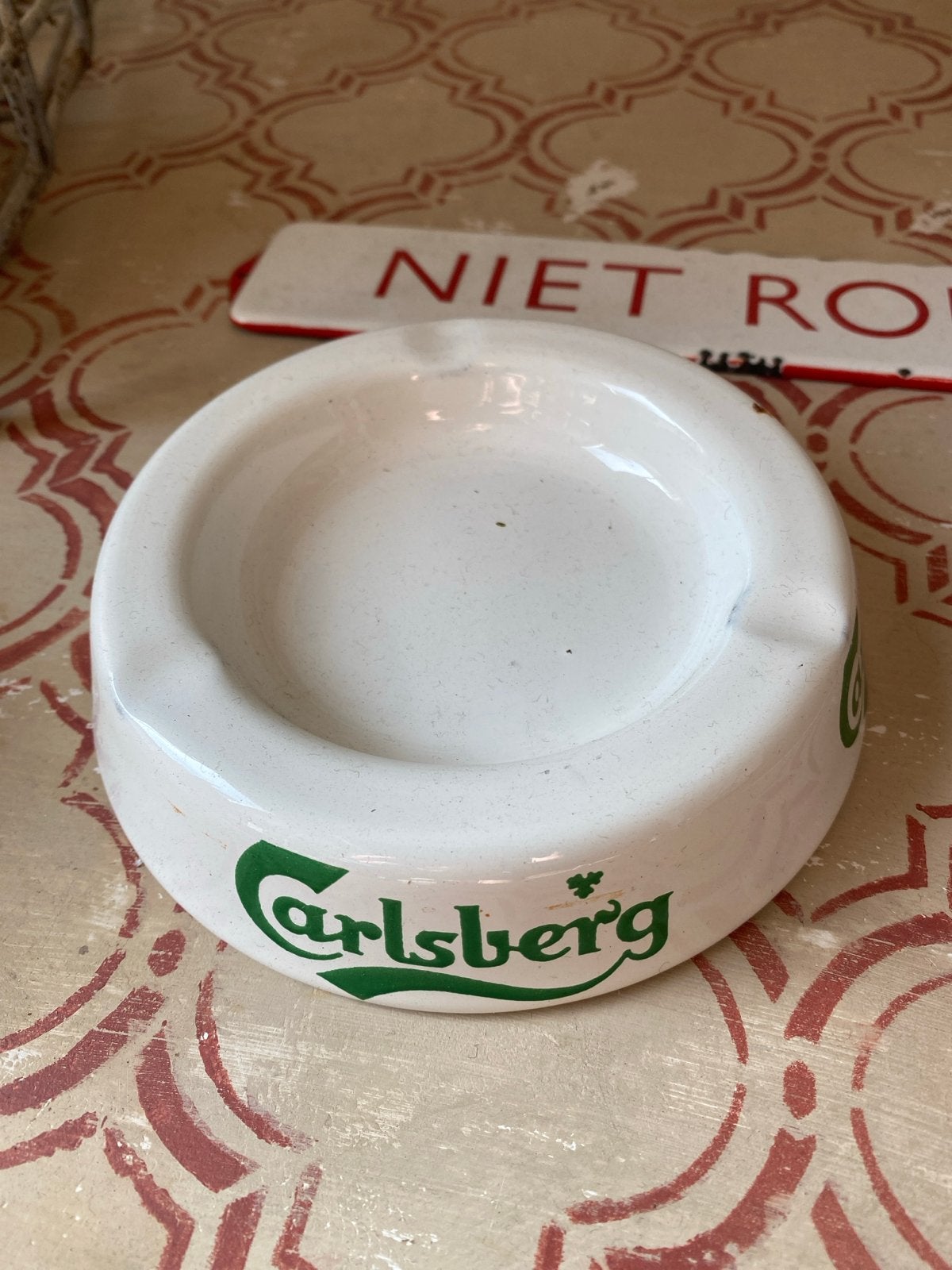 Vintage  emaille Carlsberg Asbak, Ophalen of Verzenden, Gebruikt, Asbak