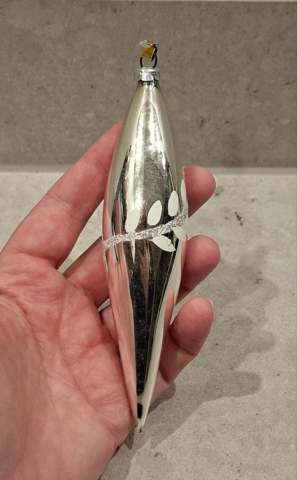 Lange Vintage Glazen Kerstbal Pegel • DDR GDR Jaren 50/60, Diversen, Ophalen of Verzenden, Gebruikt