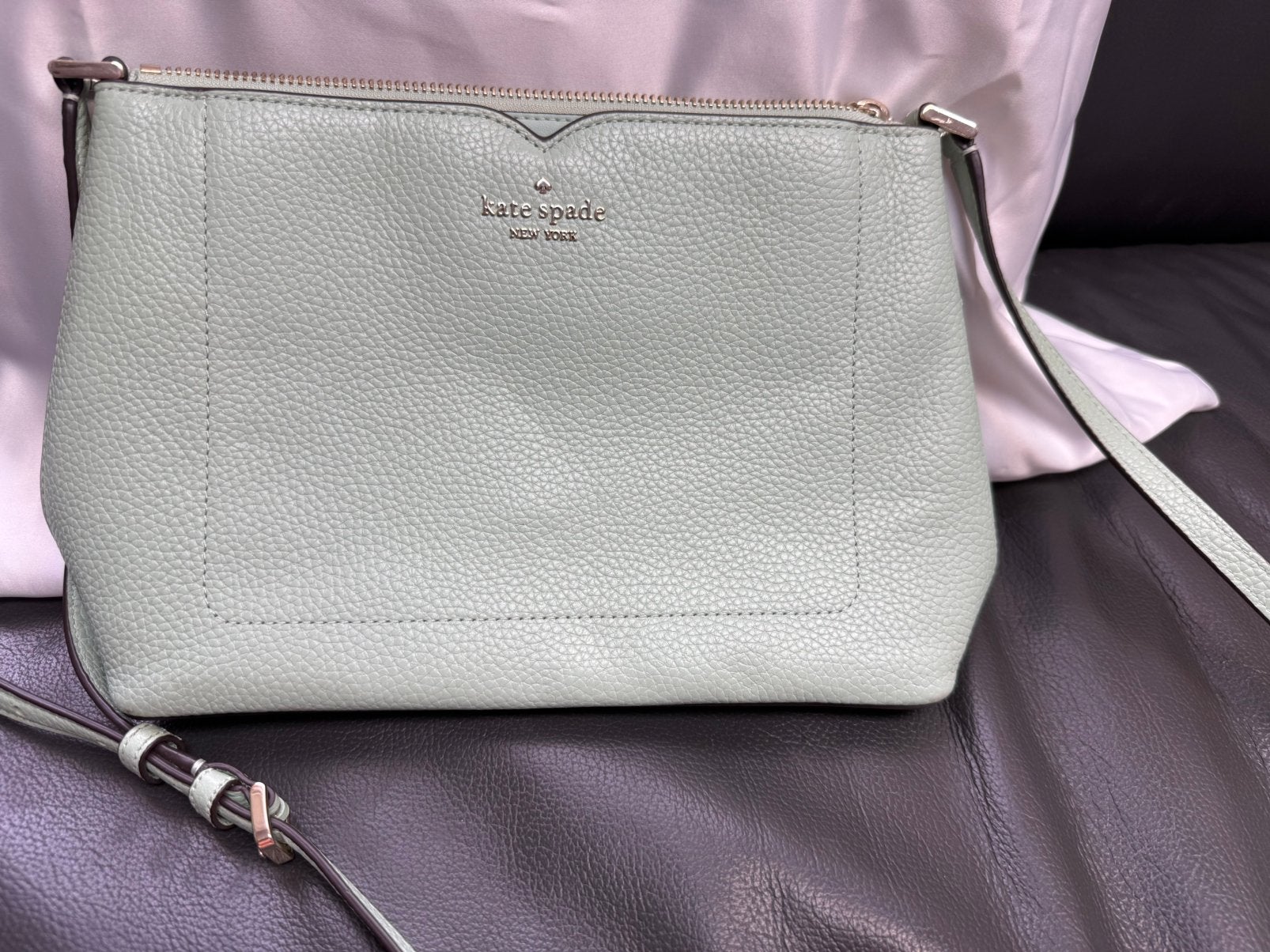 Prachtige Kate Spade crossbody tas (Mintgroen / Pebble leer), Ophalen of Verzenden, Zo goed als nieuw, Schoudertasje