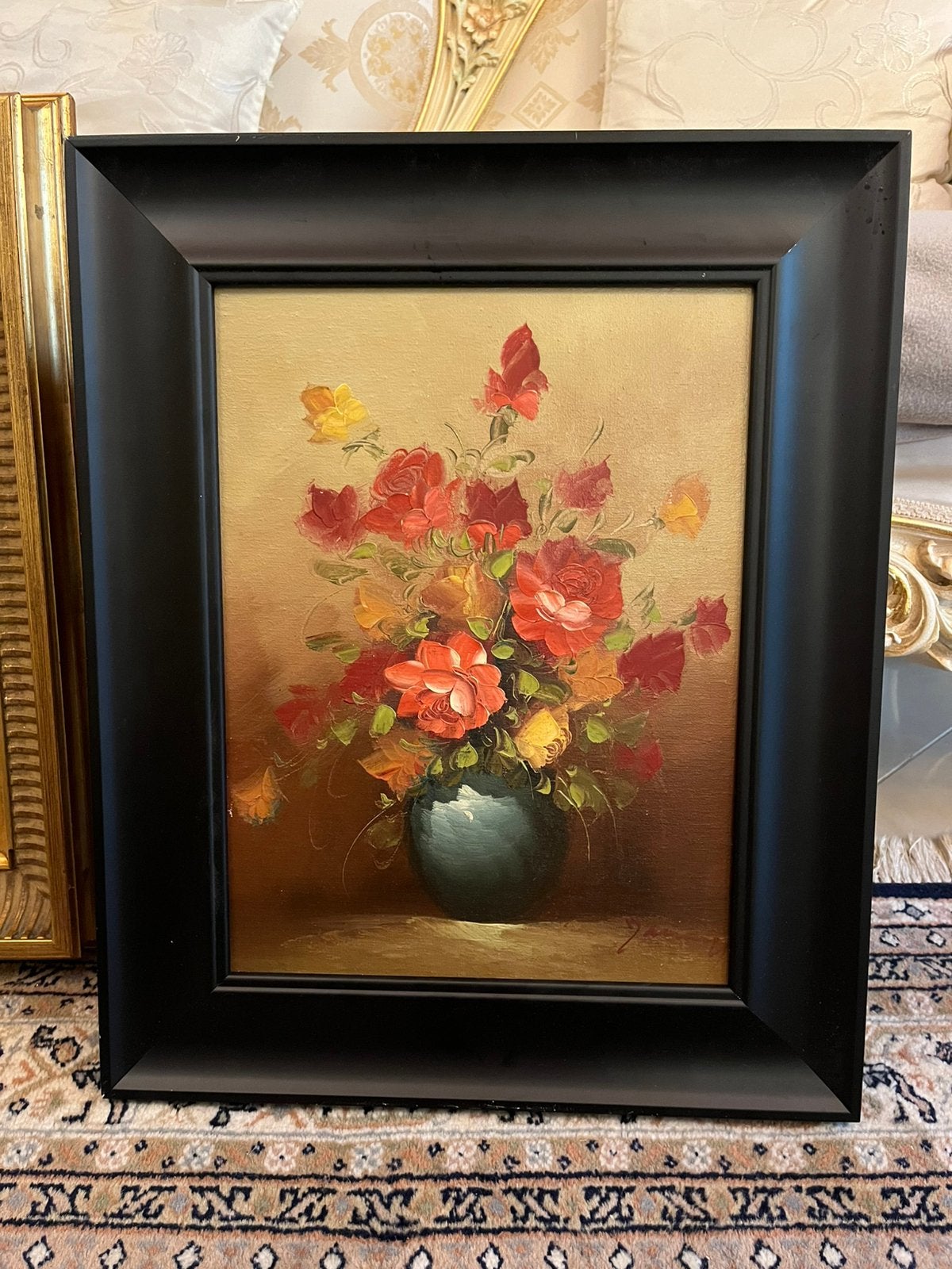 Olieverf bloemen stilleven schilderij, Ophalen