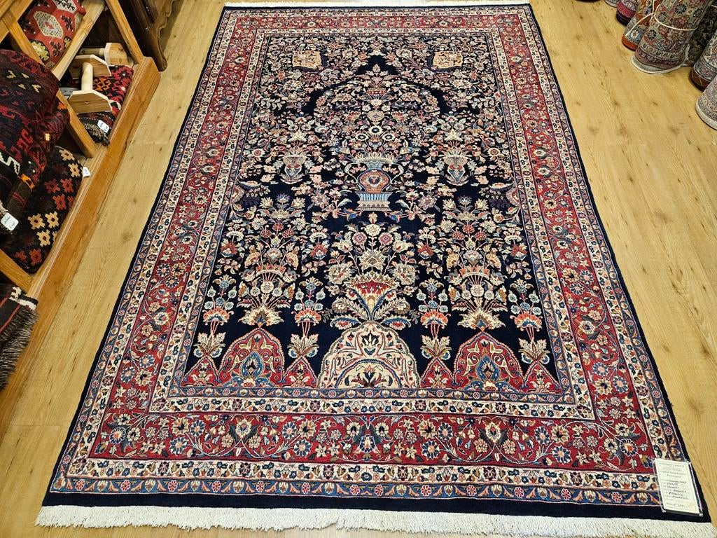 Handgeknoopt perzisch tapijt khorosan met zijde 302x197, Info@SlatsAntiek.nl, Crème, Perzisch, Vof Slats Antiek